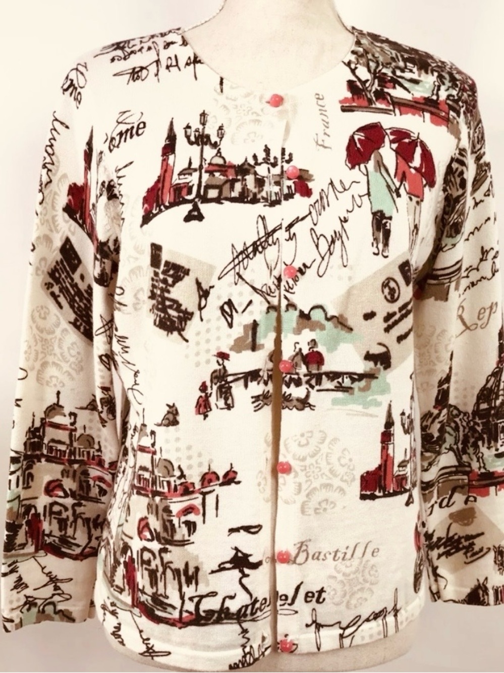 Christopher Banks France Cardigan XLP WHIMSICAL COTTON